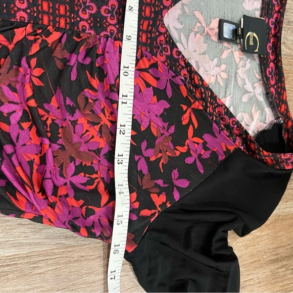 Vtg Y2K Just Cavalli Blouse Women’s 40 Small Black Floral Stretch Designer Italy - Picture 6 of 8